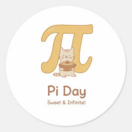 Adesivo Dia Divertido do Pi com Animal e Torta – Presente 