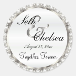 Adesivo Dia do Casamento Prata e Satin Branco e Diamantes