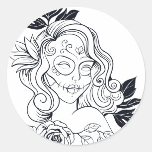 Adesivo Dia do crânio do açúcar da menina inoperante