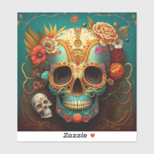 Adesivo Dia do Crânio do Açúcar dos Mortos