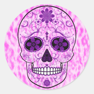 Adesivo Dia do Crânio do Açúcar Morto - Rosa e Roxo