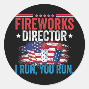 Adesivo Dia do diretor do Fireworks Eu o executo 4 de julh