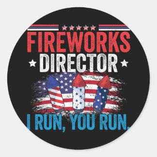 Adesivo Dia do diretor do Fireworks Eu o executo 4 de julh