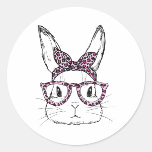 Adesivo Dia do Felz pascoa de Leopardo do Coelho Bonito