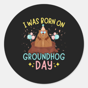 Adesivo Dia do Groundhog Aniversário Crianças Eu Nasci No 
