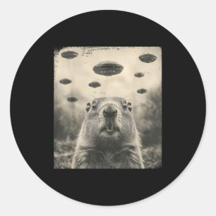 Adesivo Dia do Groundhog Ufo Gráfico Retro Vintage Enco Al