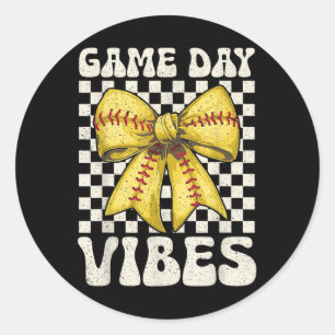 Adesivo Dia do Jogo Vibes Groovy Coquette Arco Softball Mu