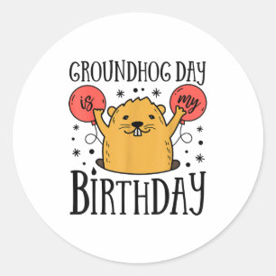 Adesivo Dia do Marmota é Meu Aniversário Divertido Retro F
