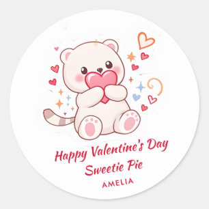 Adesivo Dia do Namorados Bonito com Urso Kawaii e Corações
