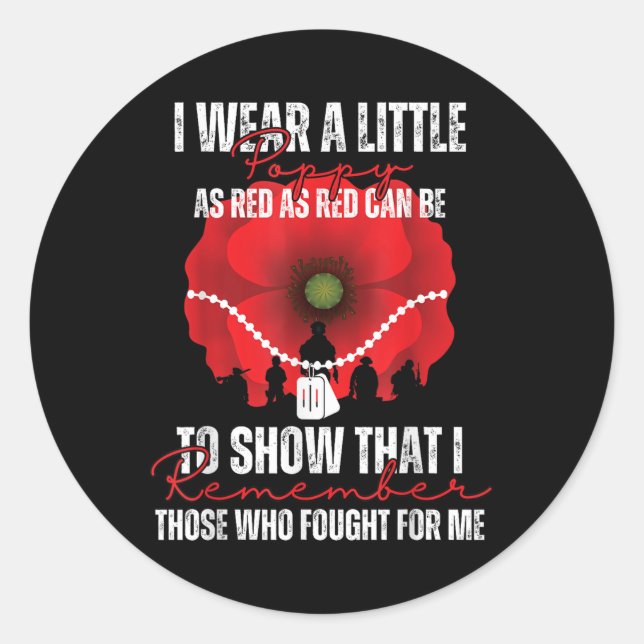 Adesivo Dia do Veterano Vermelho Poppy Flor Americano Memo (Frente)