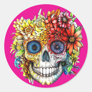 Adesivo Dia dos Mortos Catrina Calavera com Flores