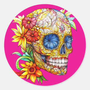 Adesivo Dia dos Mortos Floral Catrina Calavera