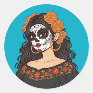 Adesivo Dia dos Muertos da Catrina Marigolds Morta
