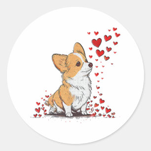 Adesivo Dia dos Namorados Cachorro Fofo Corgi Dia dos Namo