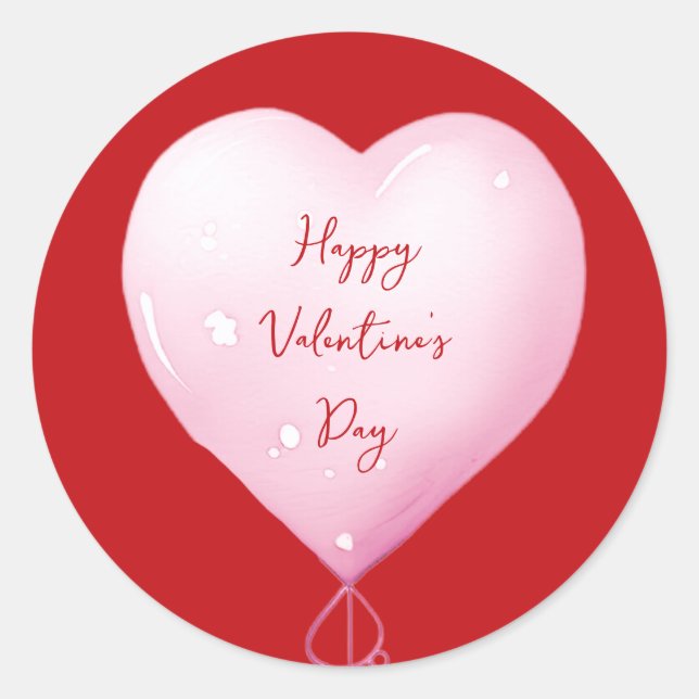 Adesivo Dia dos Namorados coração feliz rosa script (Frente)