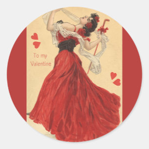 Adesivo Dia dos namorados do vintage, senhora de dança