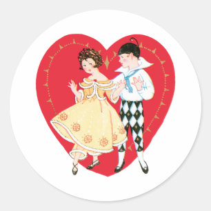 Adesivo Dia dos namorados, menina, Harlequin e coração d