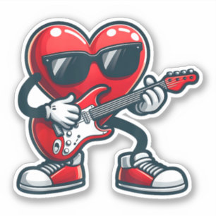 Adesivo Dia dos Namorados Tocando Guitarra Coração Meninos