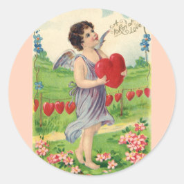 Adesivo Dia dos Namorados Vintage, Anjo Vitoriano com Cora