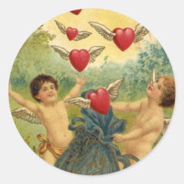 Adesivo Dia dos Namorados Vintage, Corações de Querubins V