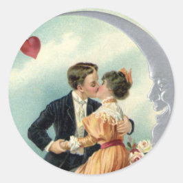 Adesivo Dia dos Namorados Vintage Vitoriano Beijo na Lua