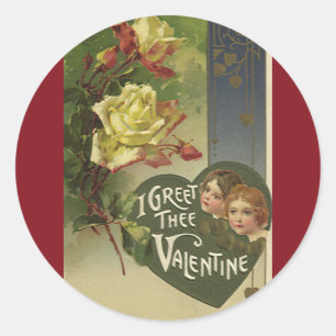 Adesivo Dia dos Namorados Vitoriano Antigo, Meninas e Rosa
