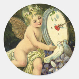 Adesivo Dia dos Namorados Vitoriano, pássaros de amor anjo