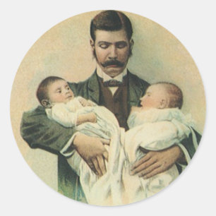 Adesivo Dia dos Pais Vitoriano Antigo, São Trigêmeos!