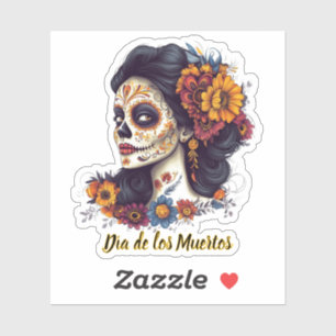 Adesivo Dia Elegante da Mulher do Crânio do Açúcar Morta