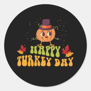 Adesivo dia feliz da turquia outono dia de ação de graças