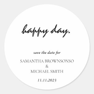 Adesivo Dia Feliz Limpo Simples Moderno Salvar a Data