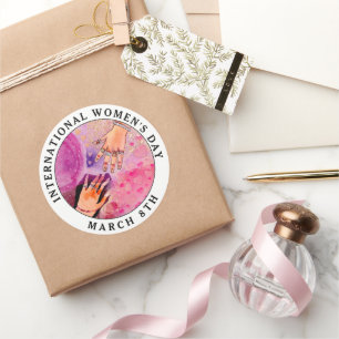 Adesivo Dia Internacional da Mulher, 8 de março, Arte Rosa
