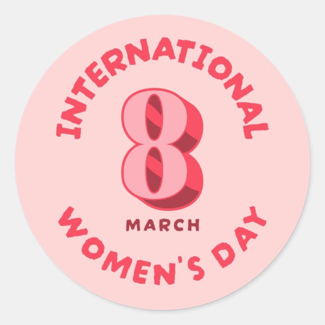 Adesivo Dia Internacional da Mulher Rosa, 8 de março (Frente)