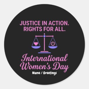 Adesivo Dia Internacional das Mulheres Justiça em Ação Dir