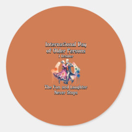 Adesivo Dia Internacional dos Idosos. Divertido.