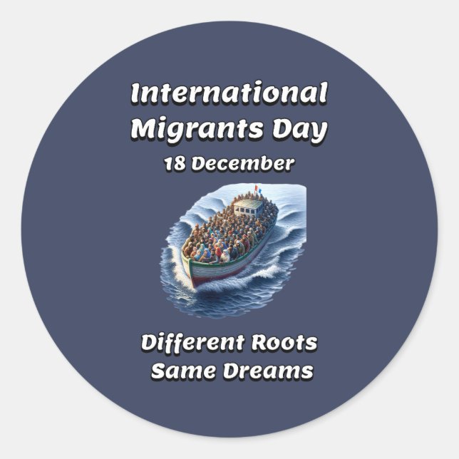 Adesivo Dia Internacional dos Migrantes. 18 de dezembro (Frente)