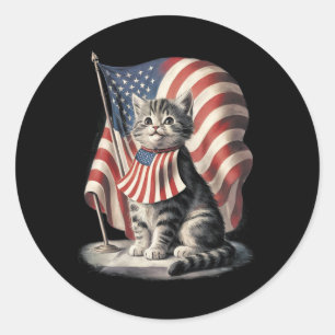 Adesivo Dia Memorial Cat Funny Kitten 4 De Julho Patrioti