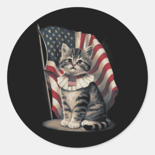Adesivo Dia Memorial Cat Funny Kitten 4 De Julho Patrioti