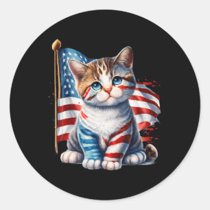 Adesivo Dia Memorial Cat Funny Kitten 4 De Julho Patrioti