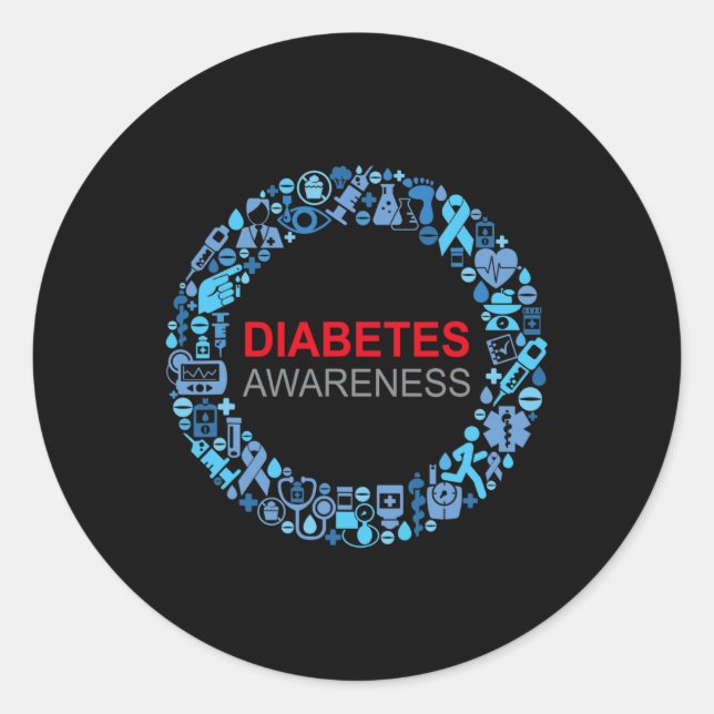 Adesivo Dia Mundial da Diabetes Consciência da Diabetes (Frente)