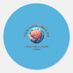 Adesivo Dia Mundial da Saúde Mental. Assuntos De Saúde Men