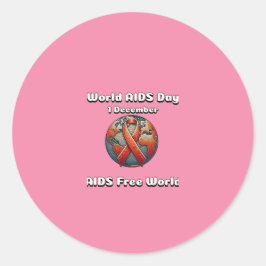 Adesivo Dia Mundial da SIDA. Mundo Livre da AIDS.
