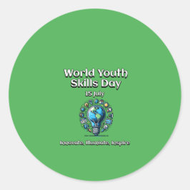 Adesivo Dia Mundial das Competências da Juventude. Ilumine
