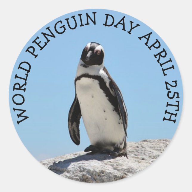 Adesivo Dia Mundial do Pinguim Feriado de 25 de abril B (Frente)