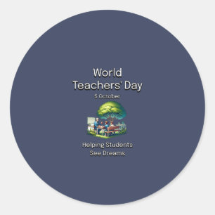 Adesivo Dia Mundial dos Professores. Ajudar Os Estudantes