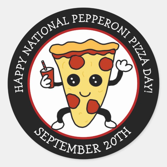 Adesivo Dia Nacional da Pizza de Pepperoni | Feriado Engra (Frente)