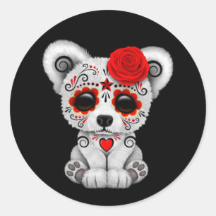 Adesivo Dia vermelho do preto inoperante do urso do crâni