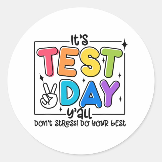 Adesivo Dia Y'all Rock The Test 1 2 3 Motivational (Frente)