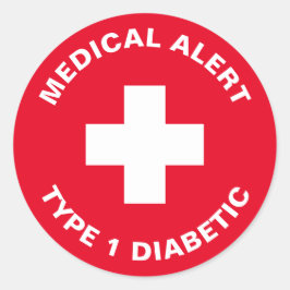 Adesivo Diabetes Alerta Médico Tipo 1 Vermelho Diabético