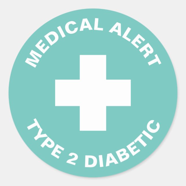 Adesivo Diabetes Alerta Médico Tipo 2 Azul Diabético (Frente)